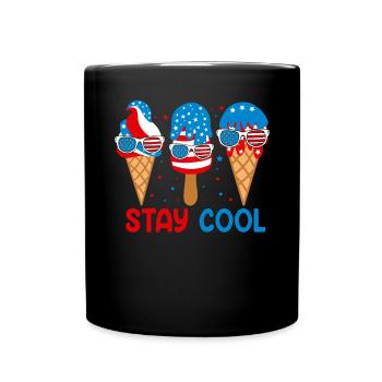 Restez au frais 4 juillet Ice Cream USA Drapeau Été - Mug uni - noir - Devant