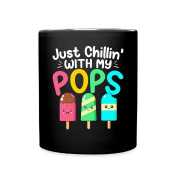Chillin With My Pops Funny Popsicle Summer Snacks - Full Colour Mug - black - Front