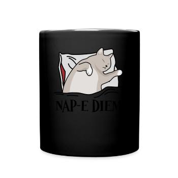 Tired Sleeping Cat Bed Nap Sleep - Tasse einfarbig - Schwarz - Vorne