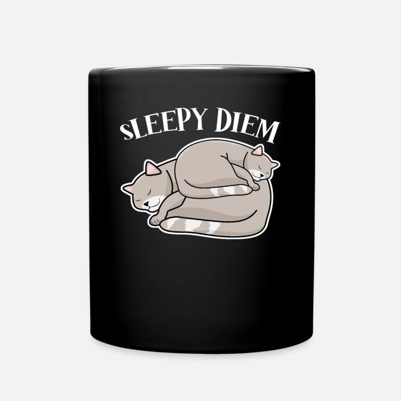 Cats Tired Sleeping Cat Nap Sleep - Tasse einfarbig - Schwarz