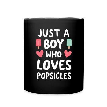 Just A Boy Who Loves Popsicles Funny Popsicle - Full Colour Mug - black - Front