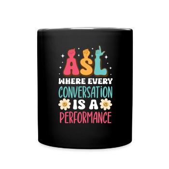 Professeur d’ASL Langue des signes américaine - Mug uni - noir - Devant