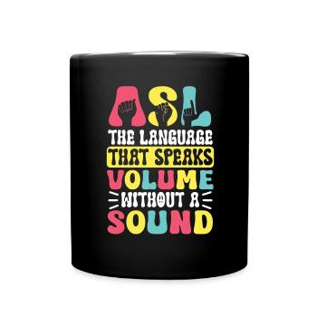 Professeur d’ASL Langue des signes américaine - Mug uni - noir - Devant