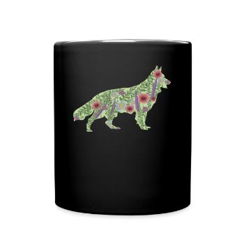 Fleurs de chien de berger blanc - Mug uni - noir - Devant