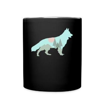 White Shepherd Dog Forest Outdoor - Tasse einfarbig - Schwarz - Vorne