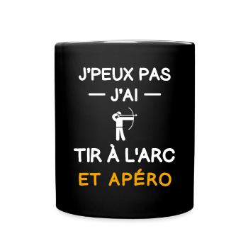je peux pas j'ai tir à l'arc apéro archer - Mug uni - noir - Devant