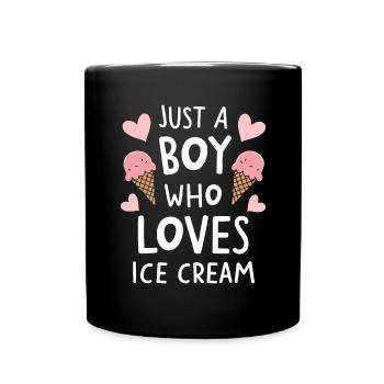 Just A Boy Who Loves Ice Cream Funny Frozen - Full Colour Mug - black - Front