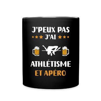 je peux pas j'ai saut en hauteur apéro cadeau - Mug uni - noir - Devant