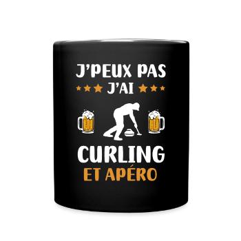 I can't I curling aperitif humor gift - Full Colour Mug - black - Front