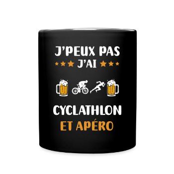 je peux pas j'ai cyclathlon apéro humour cadeau - Mug uni - noir - Devant