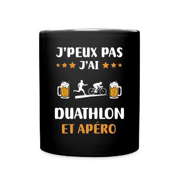 Ich kann nicht Ich habe Duathlon Aperitif Humor Geschenk - Tasse einfarbig - Schwarz - Vorne