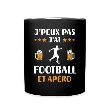 Ich kann nicht haben Fußball Aperitif Humor Geschenk - Tasse einfarbig - Schwarz - Vorne