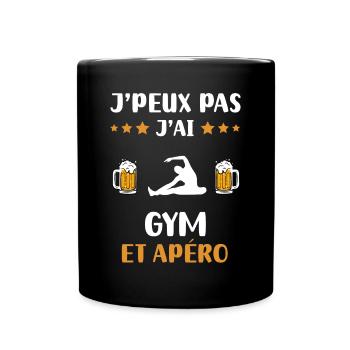 je peux pas j'ai gym apéro humour cadeau - Mug uni - noir - Devant