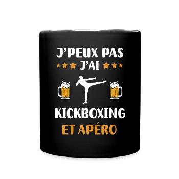 Ich kann nicht Ich Kickboxen Aperitif Humor Geschenk - Tasse einfarbig - Schwarz - Vorne