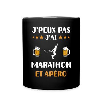 I can't I have marathon aperitif humor gift - Full Colour Mug - black - Front