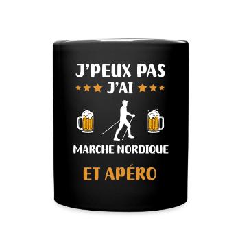 je peux pas j'ai marche nordique apéro humour - Mug uni - noir - Devant