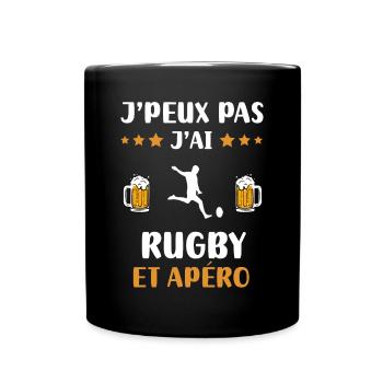I can't I have rugby aperitif humor gift - Full Colour Mug - black - Front