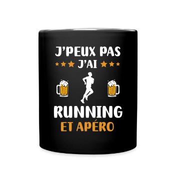je peux pas j'ai running apéro humour cadeau - Mug uni - noir - Devant