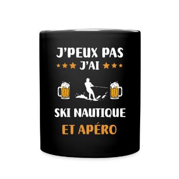 I can't I water ski aperitif humor gift - Full Colour Mug - black - Front