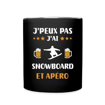 Ich kann nicht Snowboard Aperitif Humor Geschenk - Tasse einfarbig - Schwarz - Vorne