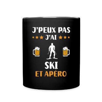 je peux pas j'ai ski apéro humour cadeau - Mug uni - noir - Devant