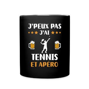 je peux pas j'ai tennis homme apéro humour cadeau - Mug uni - noir - Devant
