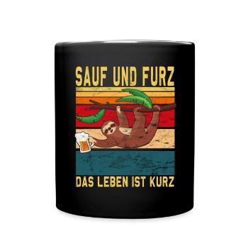 "Drink and fart, life is short" Beer - Full Colour Mug - black - Front