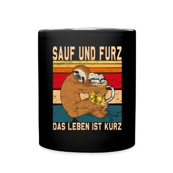 "Drink and fart, life is short" Beer - Full Colour Mug - black - Front