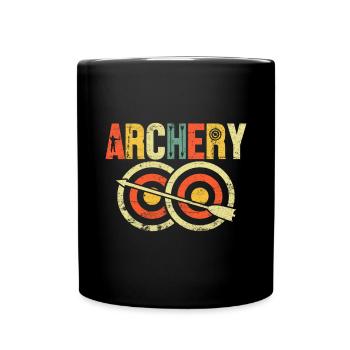 Tir à l’arc Retro Groovy Arrow Chasse à l’arc à poulies - Mug uni - noir - Devant