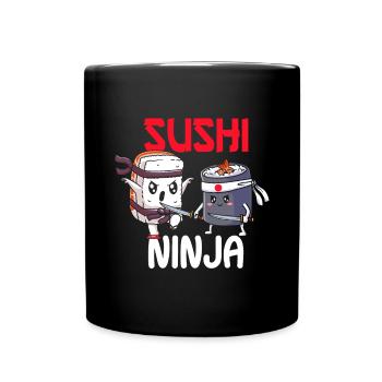 Sushi Ninja Japanisches Essen Lustig Ninja Fisch & Meeresfrüchte - Tasse einfarbig - Schwarz - Vorne