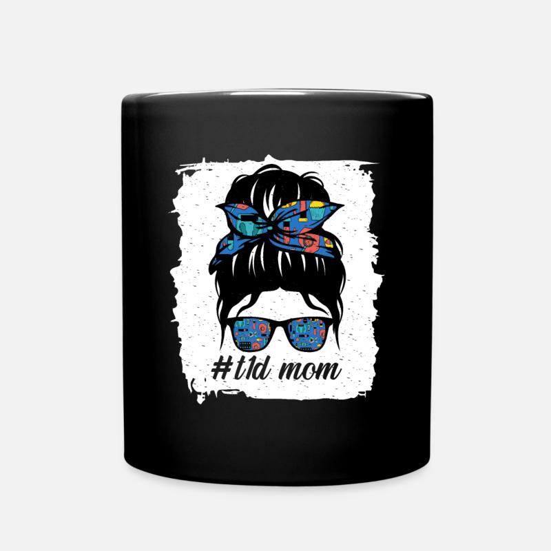 T1D Mama Blau und Grau Band Messy Bun Juvenil - Tasse einfarbig - Schwarz