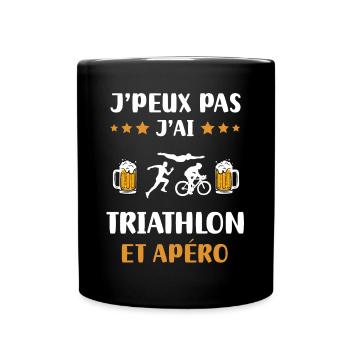 I can't I have triathlon aperitif humor gift - Full Colour Mug - black - Front
