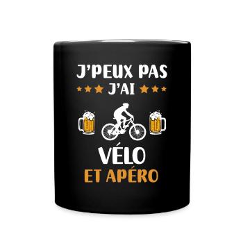 Ich kann nicht, ich habe Fahrrad, Aperitif, Humor, Geschenk - Tasse einfarbig - Schwarz - Vorne