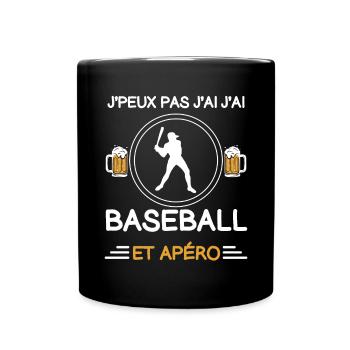 je peux pas j'ai baseball apéro baseballeur - Mug uni - noir - Devant