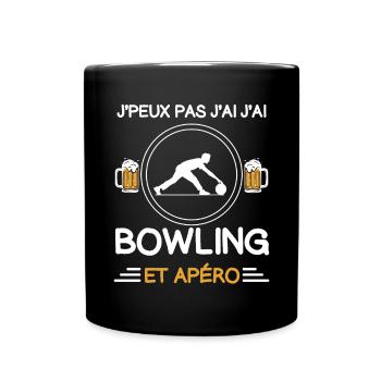 je peux pas j'ai bowling apéro bouliste - Mug uni - noir - Devant