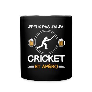 I can't I have cricket aperitif batsman - Full Colour Mug - black - Front