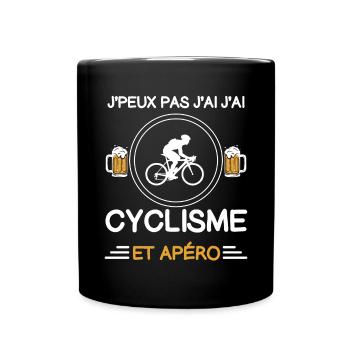 I can't I have cycling aperitif cyclist - Full Colour Mug - black - Front