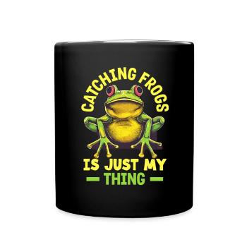 Grenouille amphibie chasseur passionné grenouille - Mug uni - noir - Devant