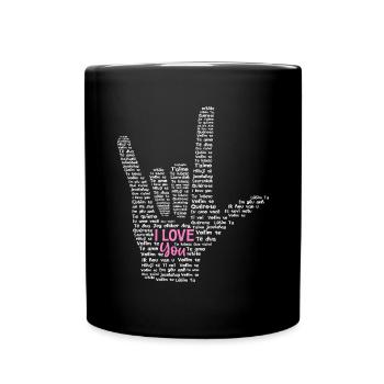ASL I Love You Lustige Gebärdensprache DHH ASL Gehörlos - Tasse einfarbig - Schwarz - Vorne