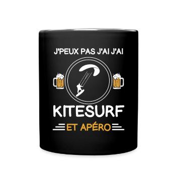 I can't I have Kitesurfing Aperitif Kitesurfer - Tasse einfarbig - Schwarz - Vorne