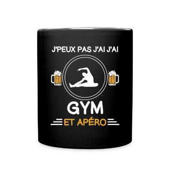 je peux pas j'ai gym apéro gymnaste - Mug uni - noir - Devant