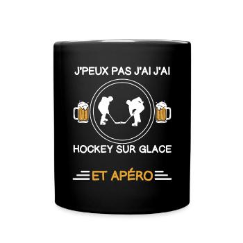 Ich kann nicht haben Ich habe Eishockey Aperitif Hockeyspieler - Tasse einfarbig - Schwarz - Vorne