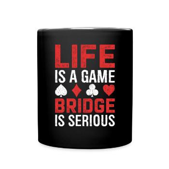 Bridge Card Game Funny Deck Trick Taking Contract - Full Colour Mug - black - Front