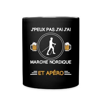 je peux pas j'ai marche nordique apéro marcheur - Mug uni - noir - Devant