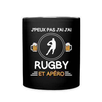 I can't I have rugby man aperitif rugbyman - Full Colour Mug - black - Front
