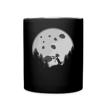 Praying Mantis with Moon - Full Colour Mug - black - Front