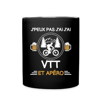 je peux pas j'ai VTT apéro cycliste - Mug uni - noir - Devant