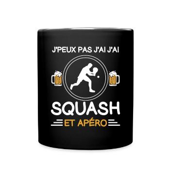je peux pas j'ai squash apéro badiste - Mug uni - noir - Devant