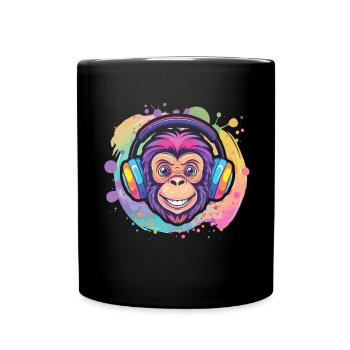 Singe Avec Casque Décoration Femme Cadeau Homme - Mug uni - noir - Devant