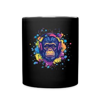 Singe Avec Casque Décoration Femme Cadeau Homme - Mug uni - noir - Devant
